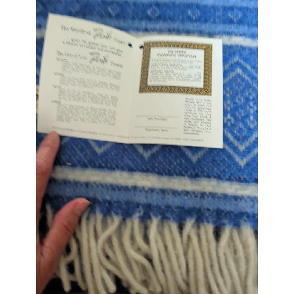 Vintage Faribo 100%Virgin Wool Fringed Robe Throw Mesa 50 x 60 Blue  NIB.